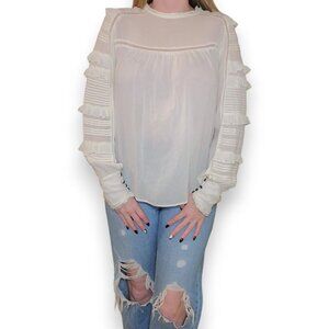 Isabel Marant White Ruffle Sleeve Peasant Blouse